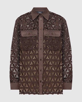 Max Mara Weekend AFONA brown openwork blouse with embroidery AFONA1234