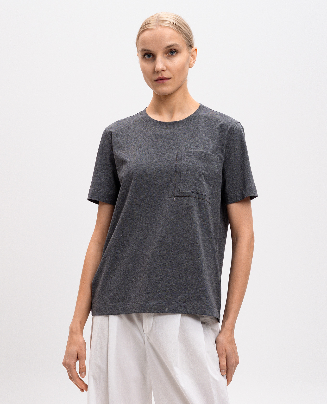 

Gray T-shirt with monil chain Brunello Cucinelli, Grey