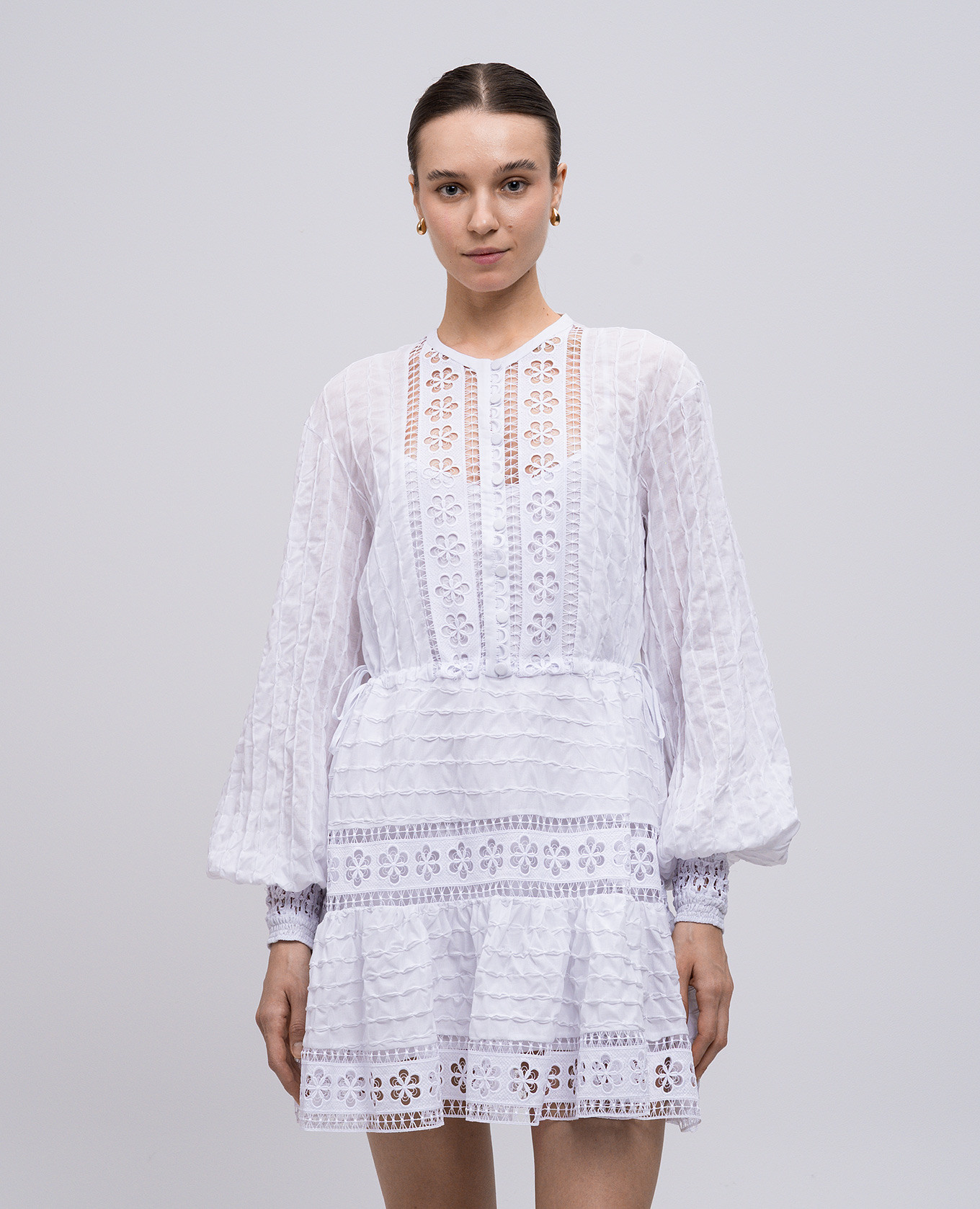 Begonne white shirt dress with lace Charo Ruiz 3