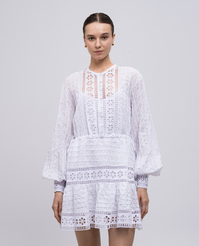 Charo Ruiz Begonne white shirt dress with lace 251604