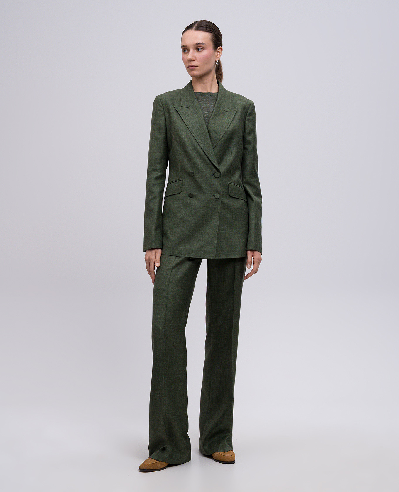 

Angela green double-breasted jacket in wool, silk and linen Gabriela Hearst