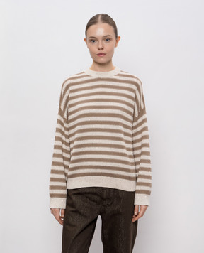 Brunello Cucinelli Beige striped jumper with sequins MDV752200P