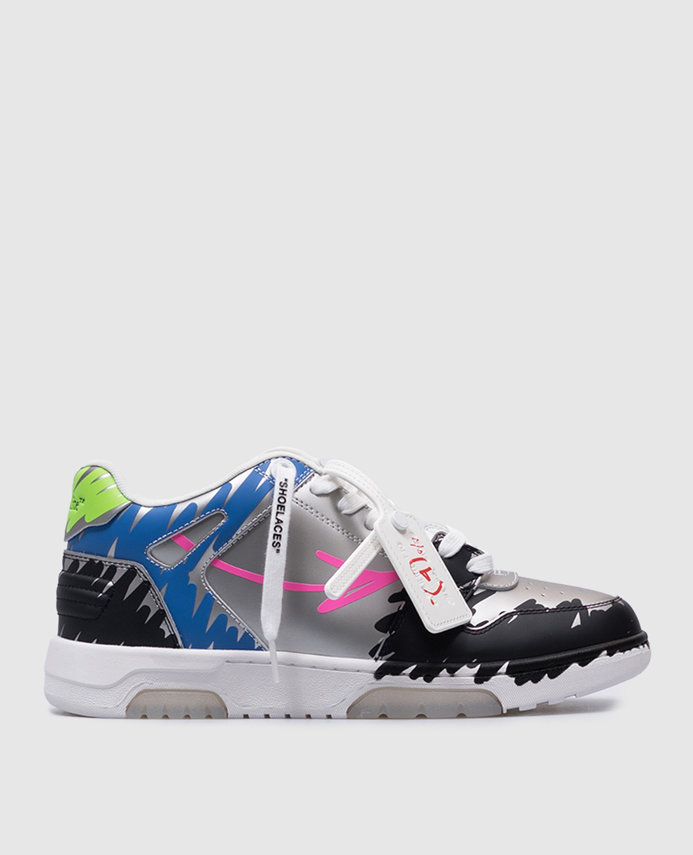 Silver leather sneakers Bstroy Out Of Office Off-White