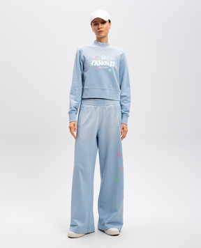 Palm Angels Paradise blue cropped sweatshirt PWBA016S25FLE001