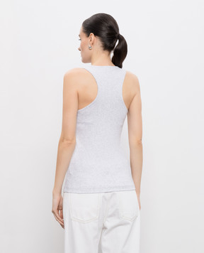 Peserico Grey melange top with monil chain A08919J005669