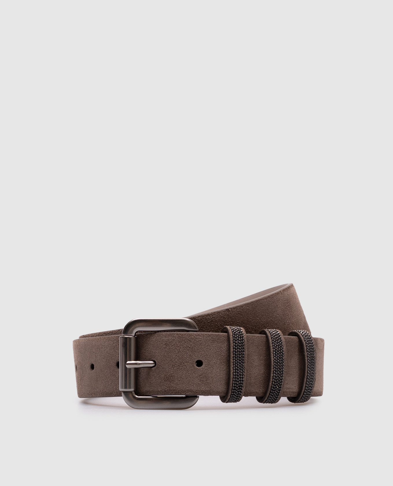 

Brown suede belt with monil chain Brunello Cucinelli