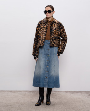 Babe Pay Pls Brown leather jacket with animal print 2535PONI