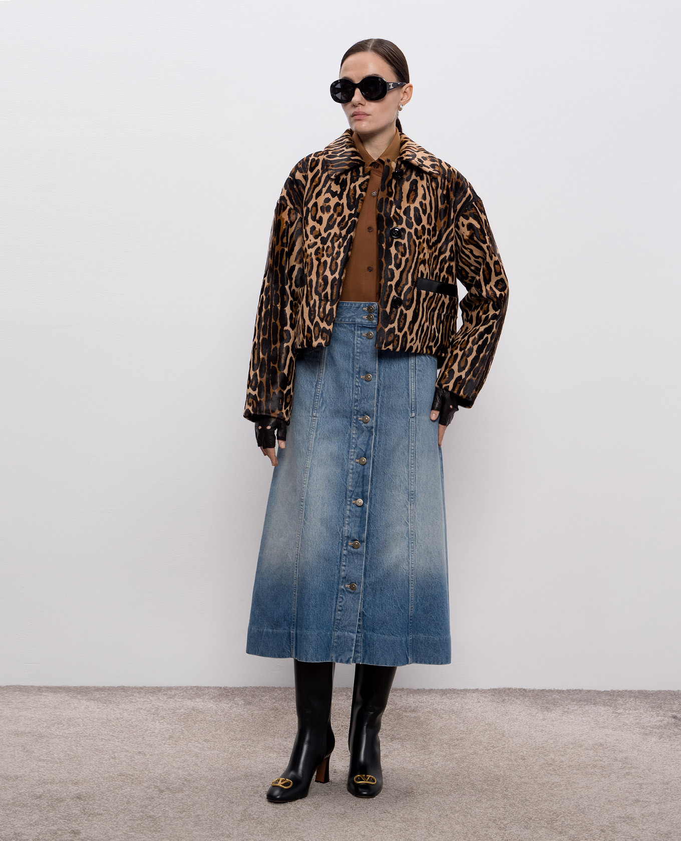 Brown leather jacket with animal print Babe Pay Pls 2