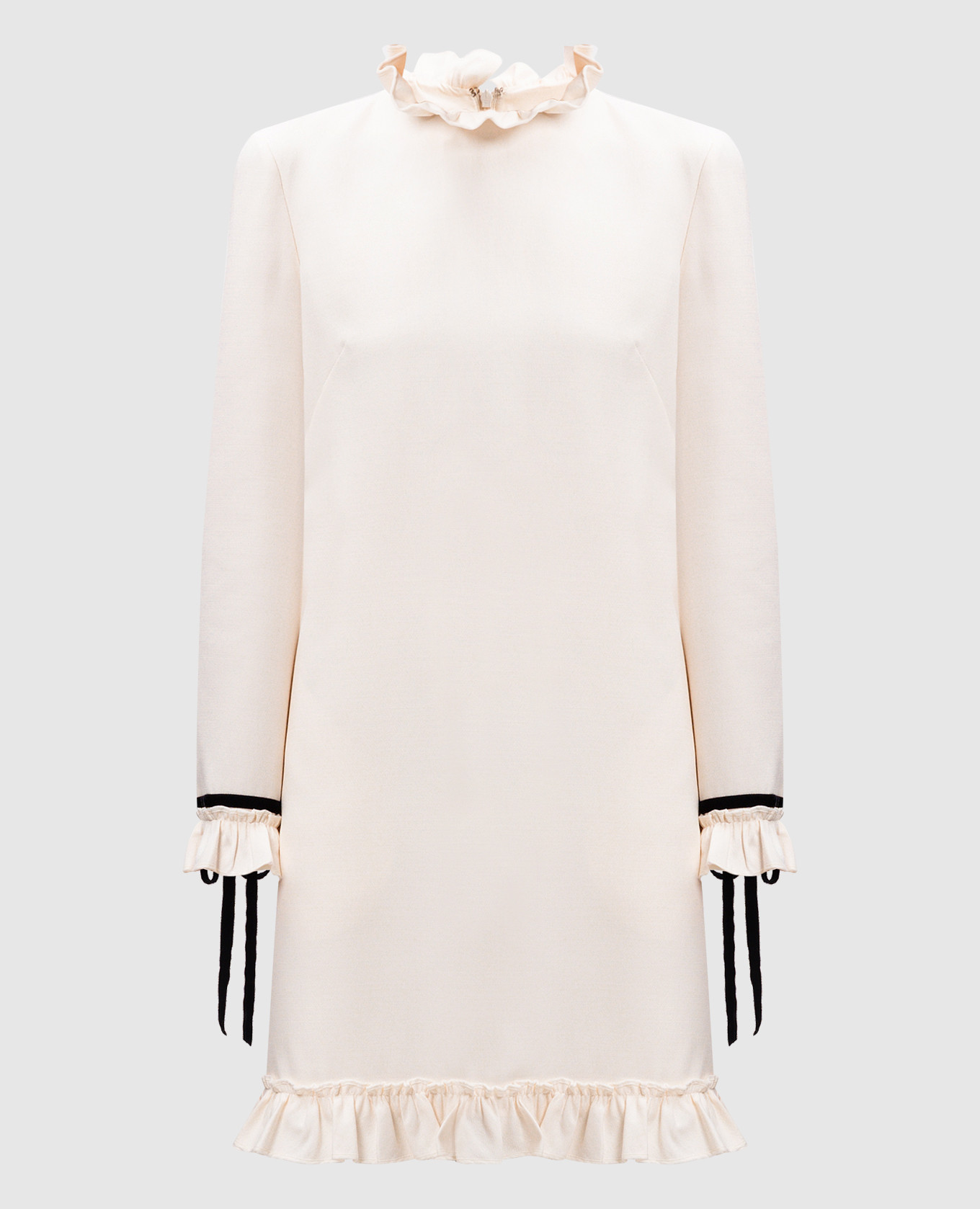 

White wool and silk mini dress with ruffles Valentino