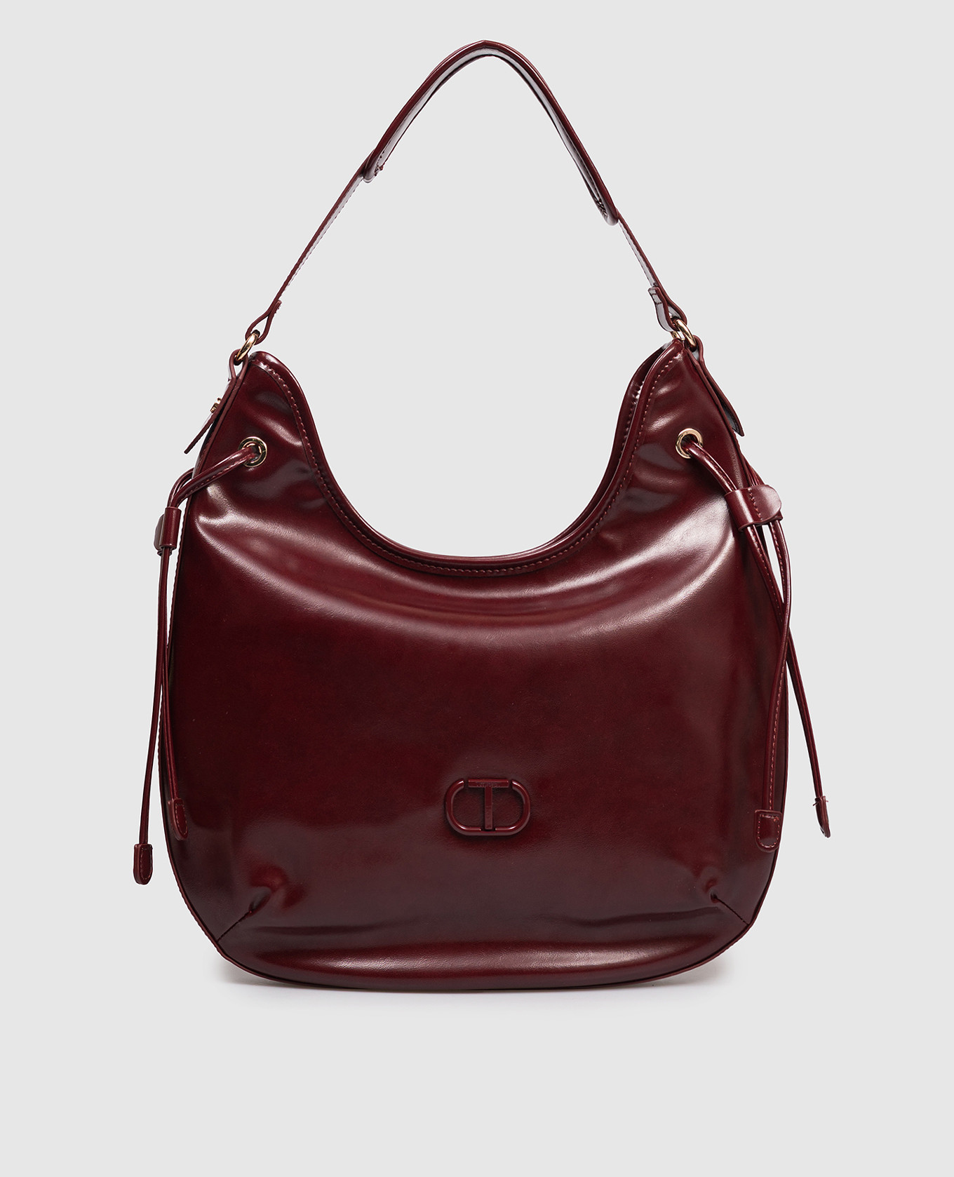 

Burgundy glossy hobo bag with logo Twinset