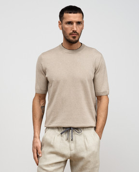 Cashmere&Whiskey Beige linen and cashmere T-shirt MU9322318455R