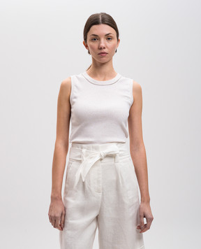 Peserico Beige ribbed top with monil chain S08700J005669