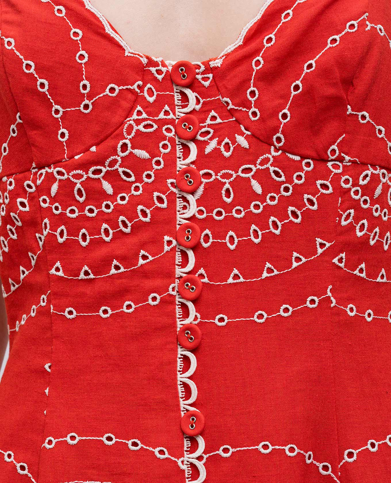 

Catta red embroidered linen dress Charo Ruiz