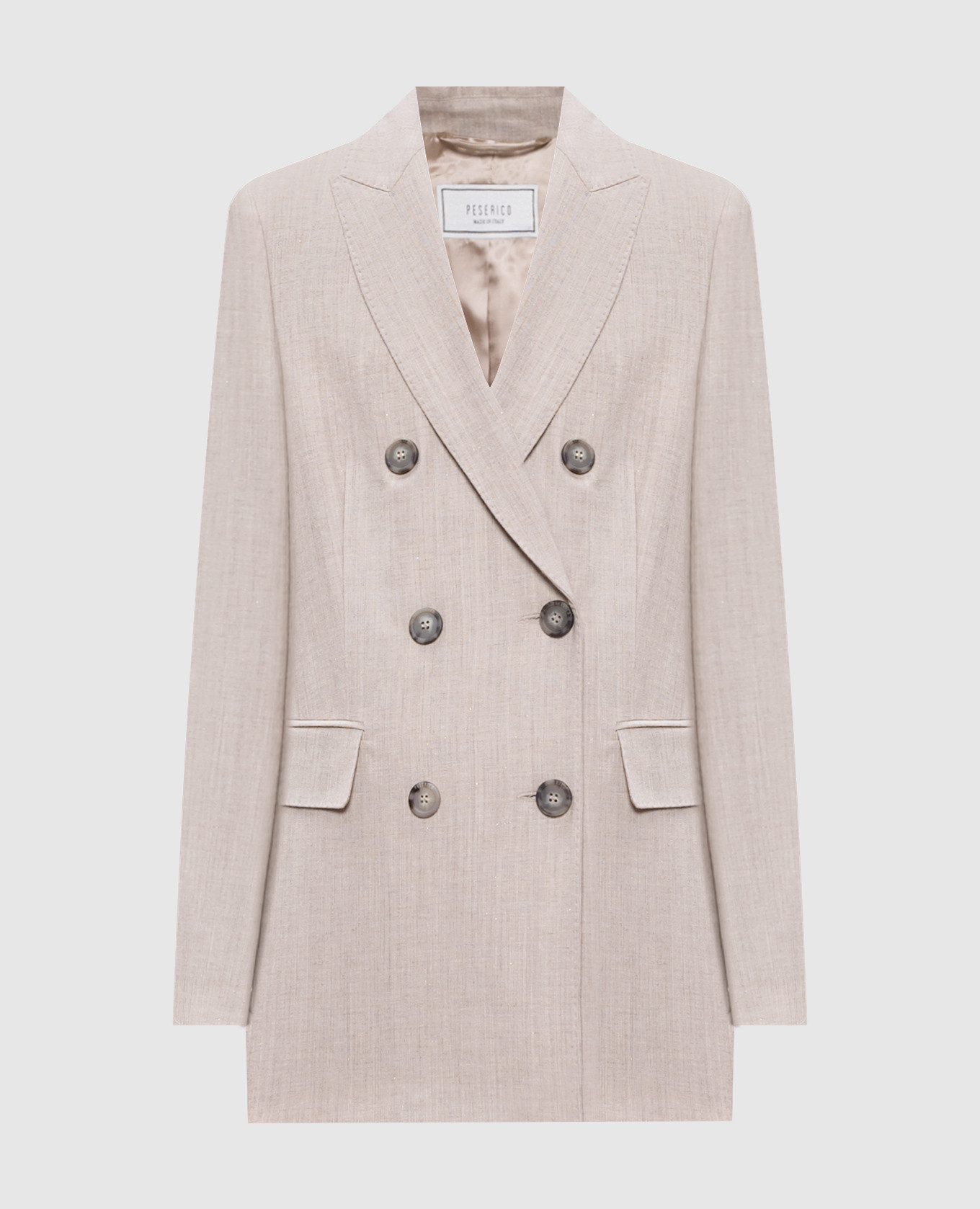 

Beige double-breasted jacket with wool and lurex Peserico