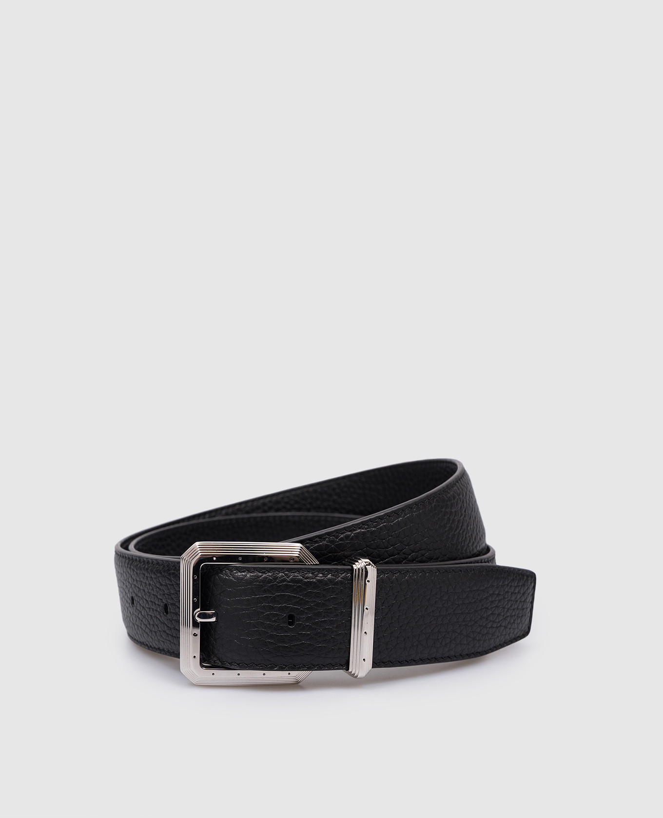Black leather strap with logo stefano ricci