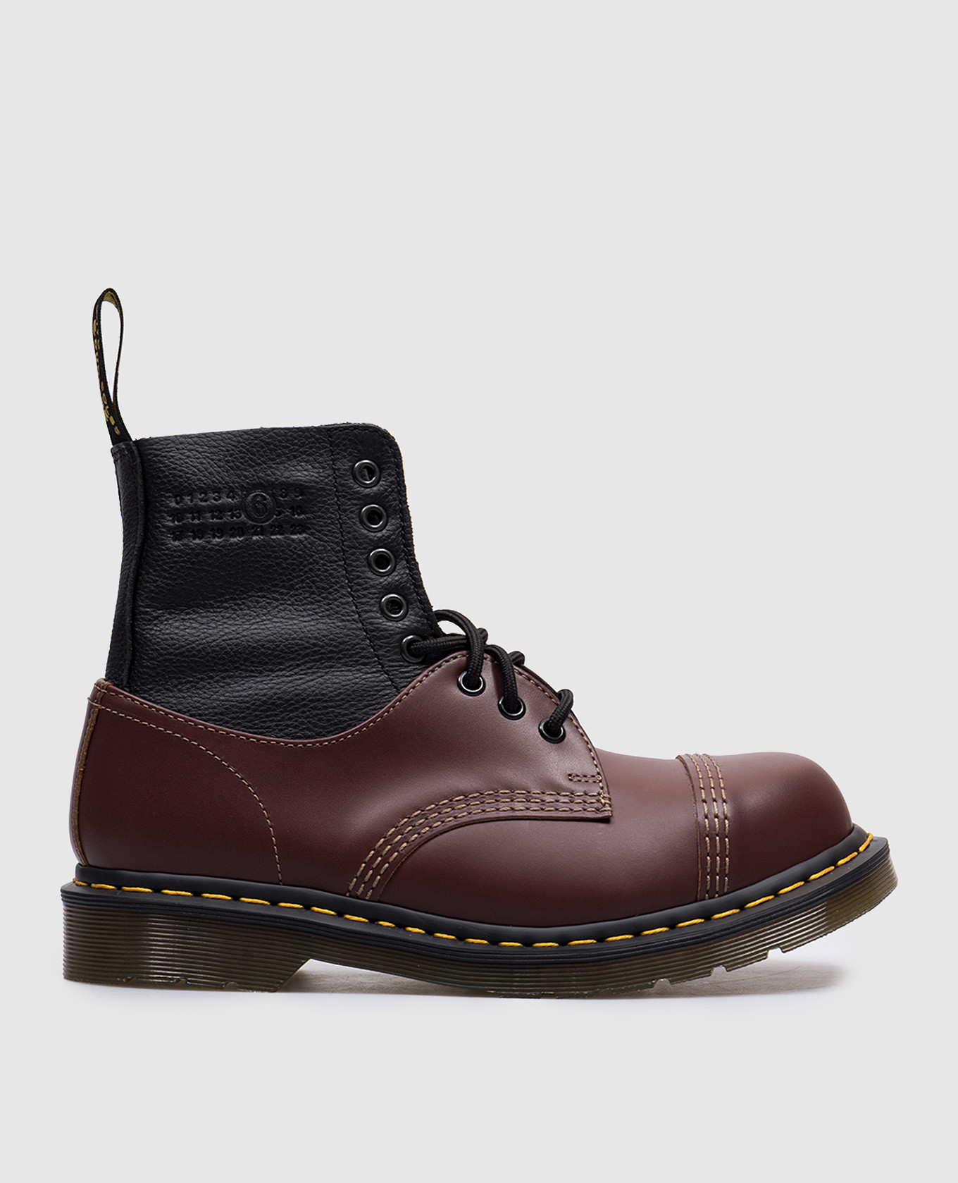 Burgundy leather boots mm6 x dr. martens 1459 maison margiela mm6