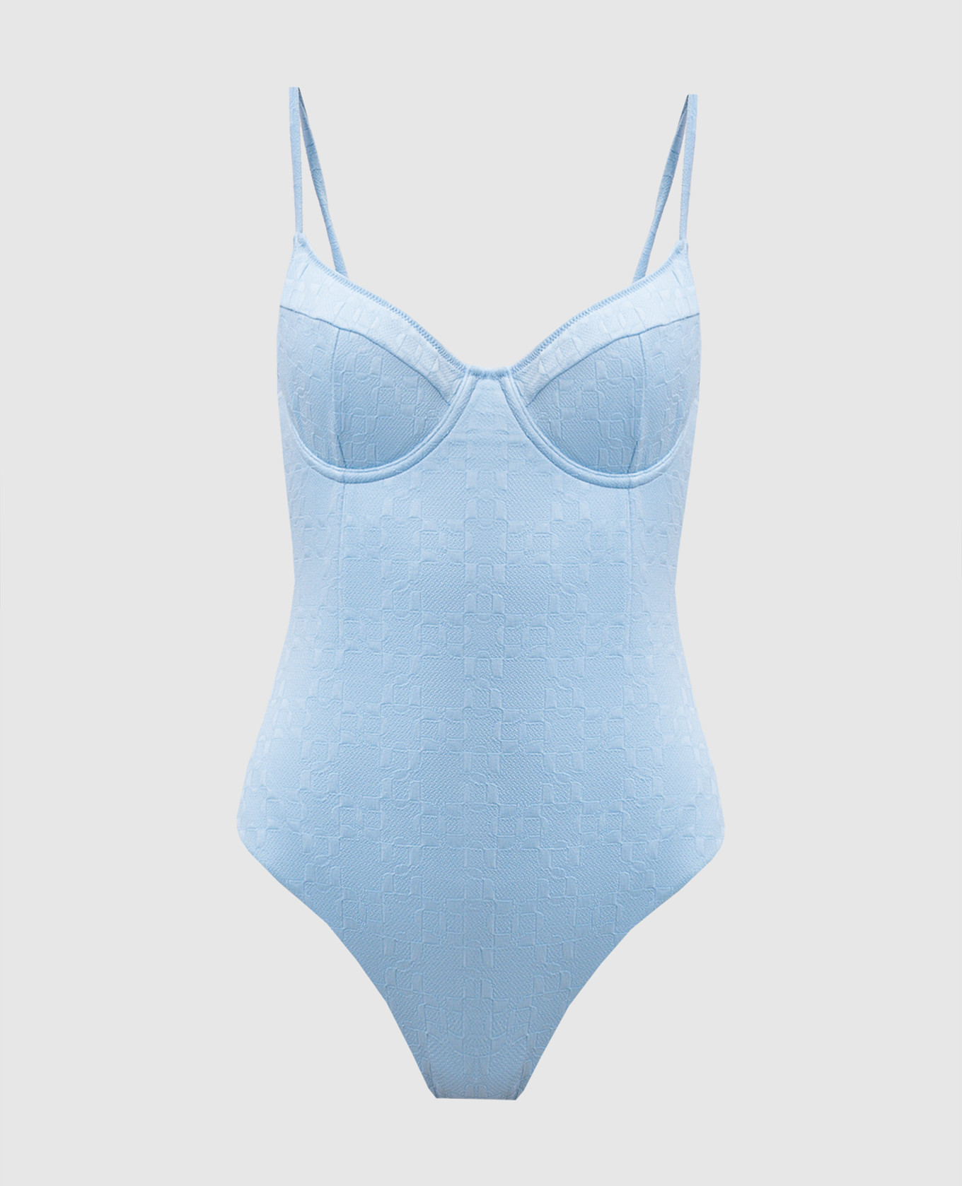

Blue swimsuit with a momogram logo pattern Simkhai, Light blue