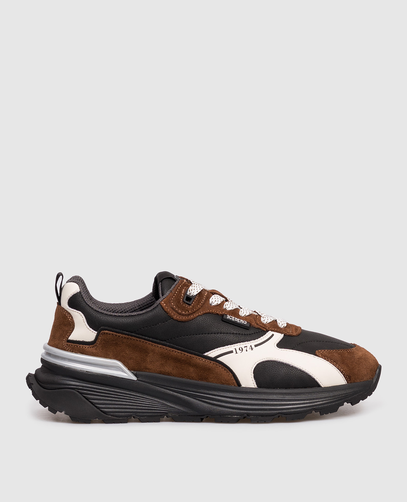 Brown leather sneakers with logo Iceberg