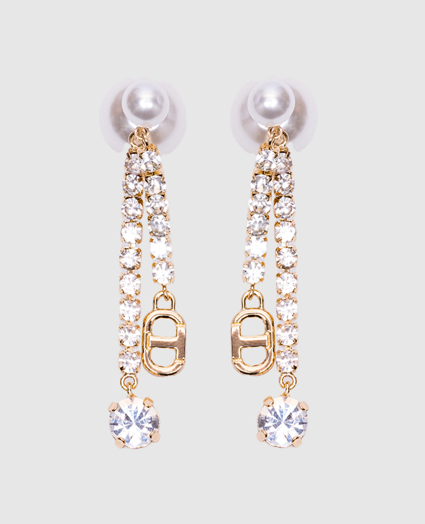 

Golden earrings in the form of beads with crystals Twinset
