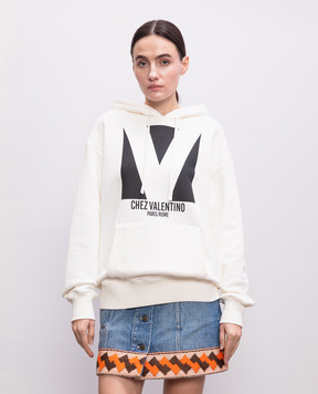 Valentino White hoodie with logo print 6B3MF24I960