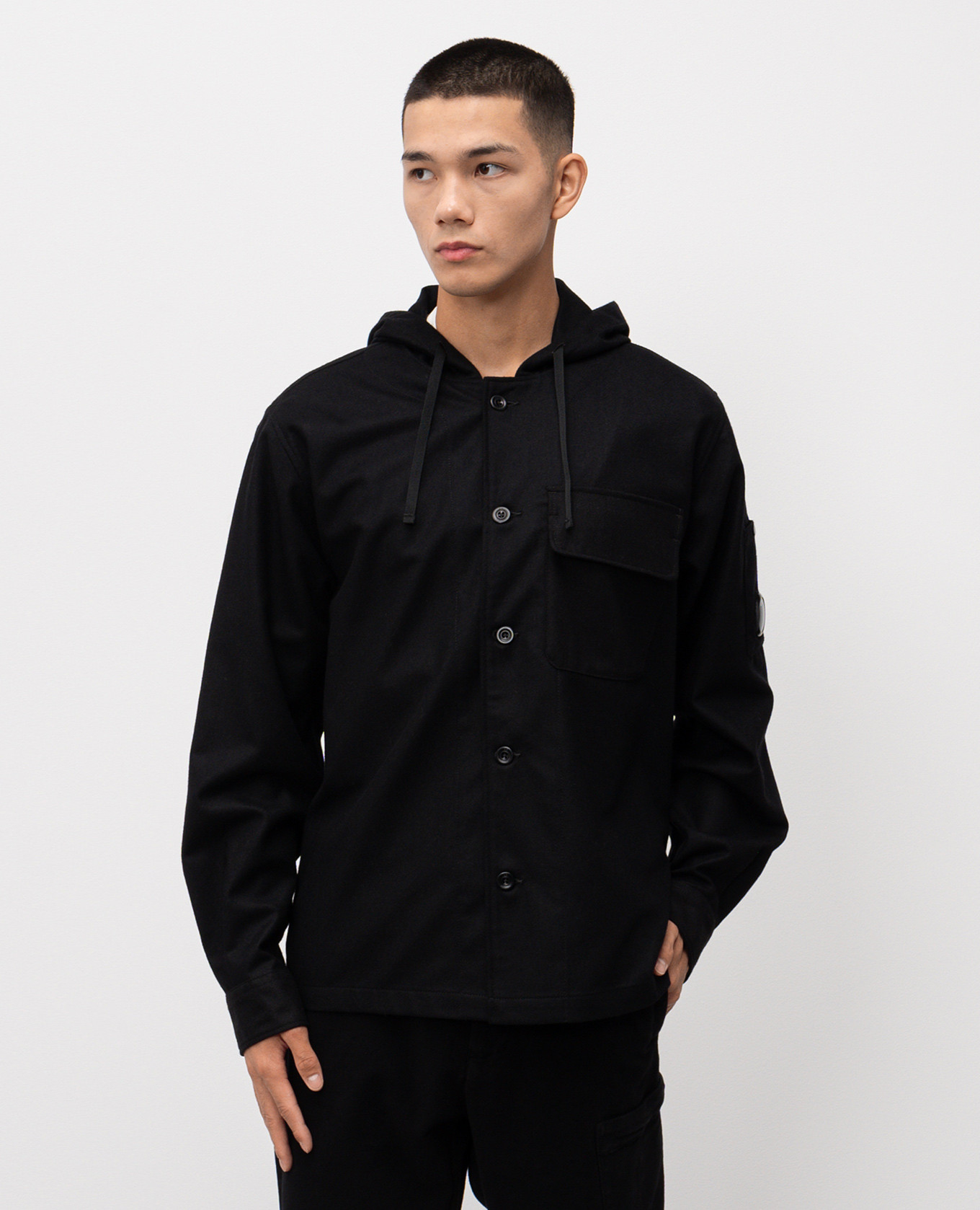 

Black wool jacket with logo C.P. Company