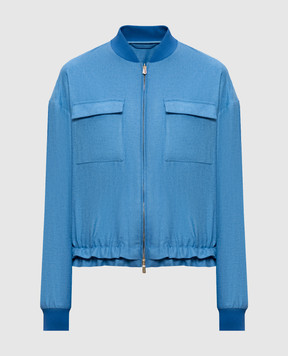 Enrico Mandelli Blue silk and cashmere bomber jacket 1D609A4527