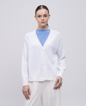 Solotre White cardigan with slit M3D0064D