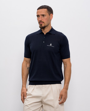 Brunello Cucinelli Blue polo with silk MNB805805P