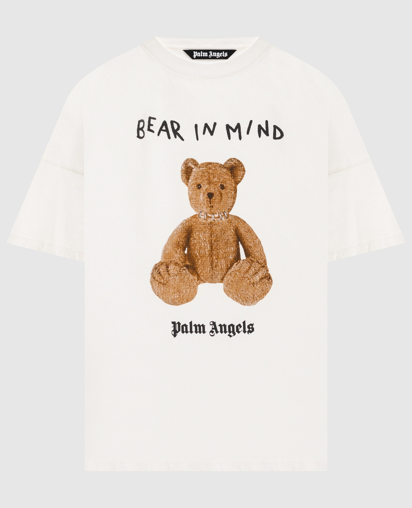 Beige Bear in mind print t-shirt Palm Angels