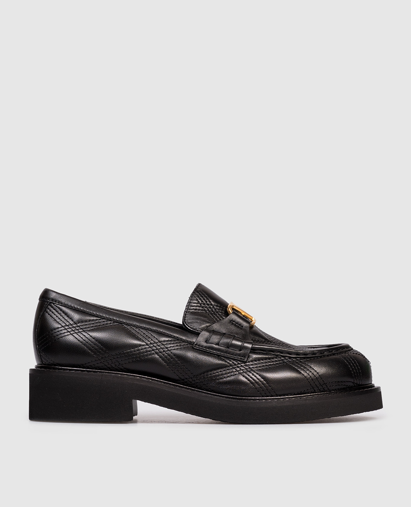 Black leather loafers with VLogo emblem Valentino