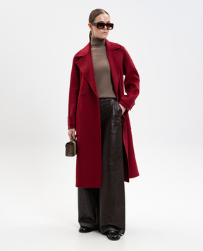 JOSEPH Arline burgundy double-breasted wool and cashmere coat JF009393