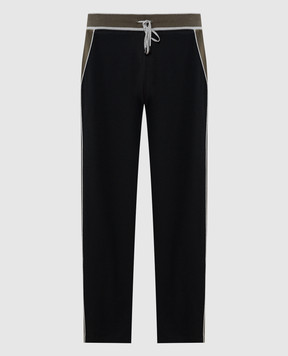 Stefano Ricci Black sweatpants with monogram logo embroidery K111030P3DT24151