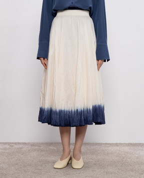 JOSEPH White midi skirt in silk with a reaper effect JF009054