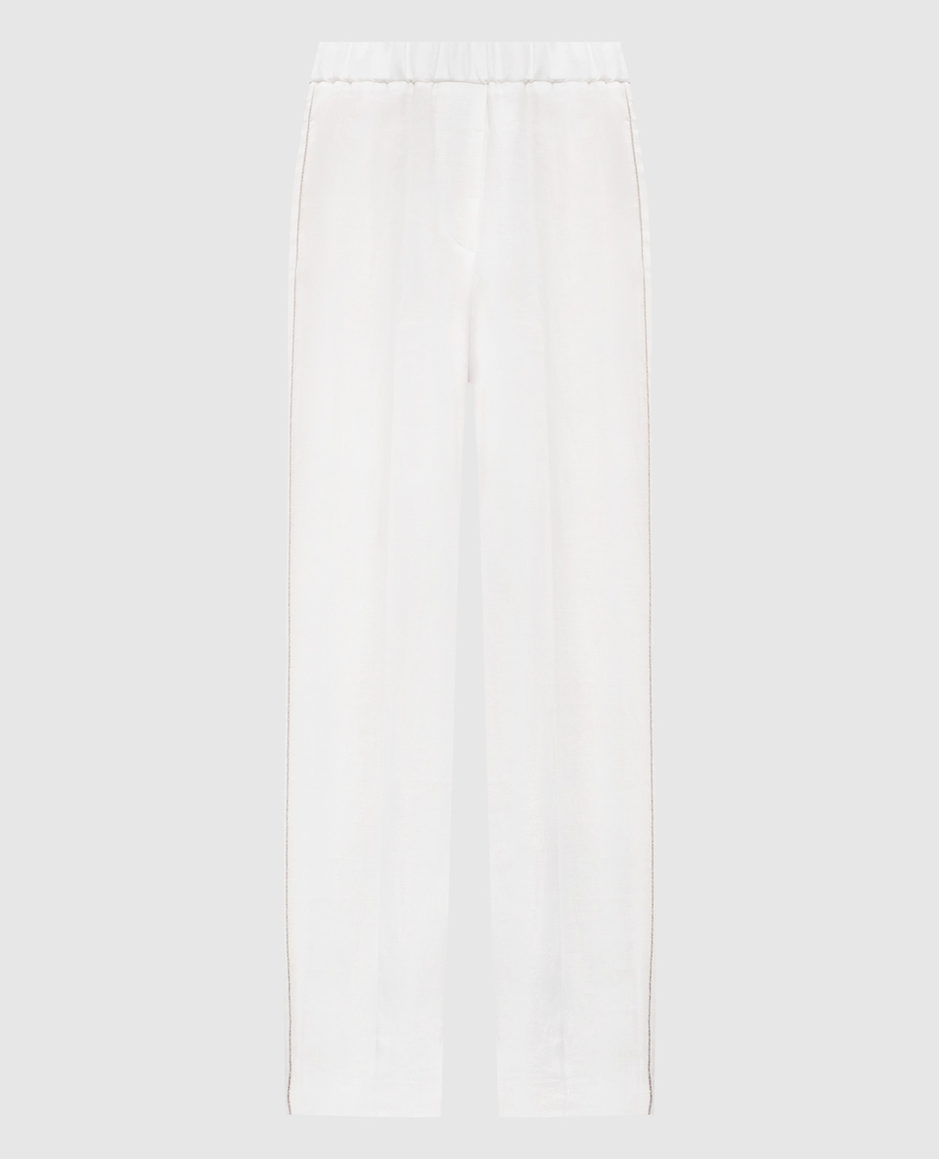 White linen pants with monil chain Peserico