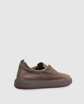 Santoni Beige suede slip-ons with logo MBCD21995TARTSEY