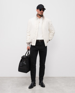 Brunello Cucinelli White ribbed polo shirt M29400105
