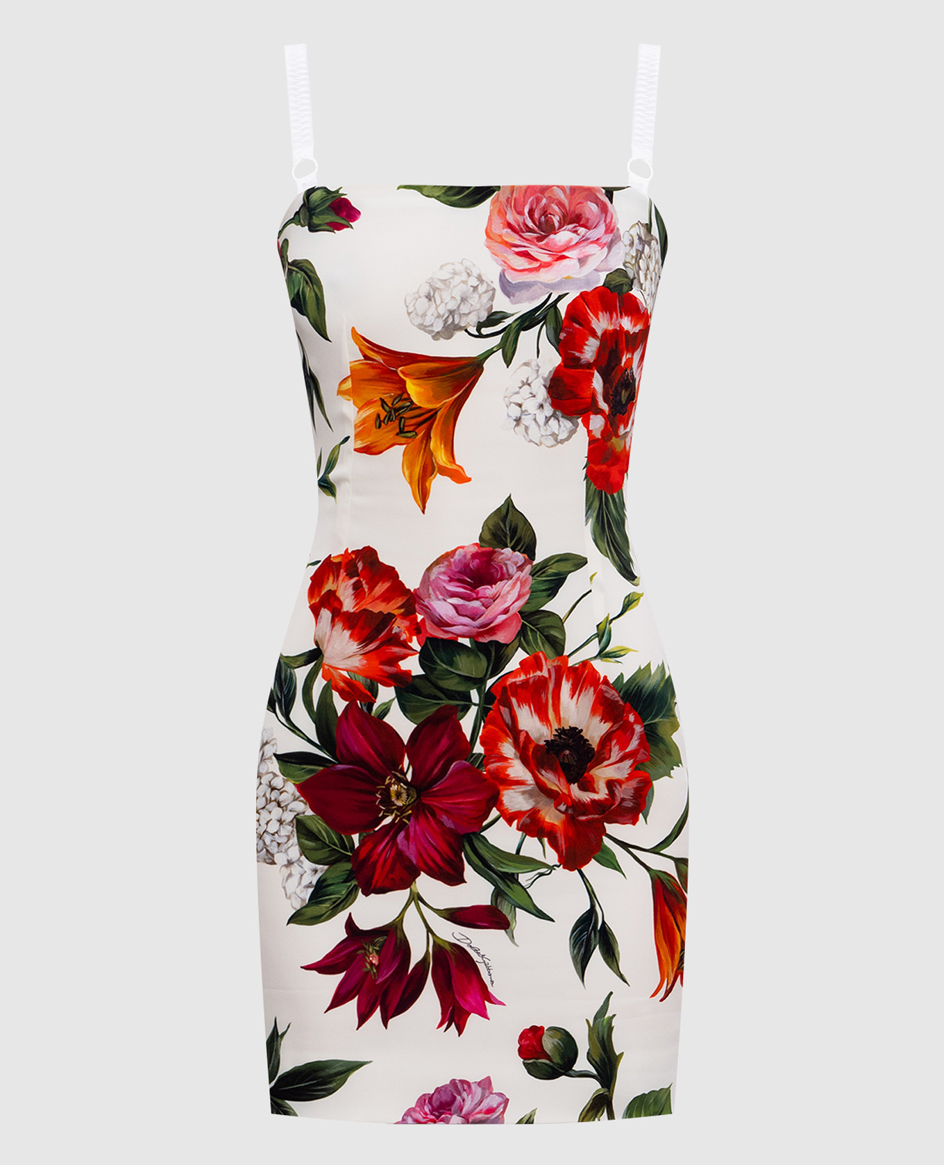 White floral print silk mini dress Dolce&Gabbana