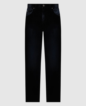 Dolce&Gabbana Black velvet-coated jeans with logo GYJCCDG8MJ4