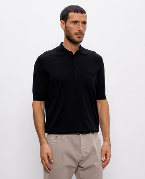 Brunello Cucinelli Black polo with silk MSE804825