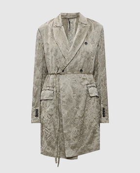 Masnada Green jacket with a woven pattern with wool 7750