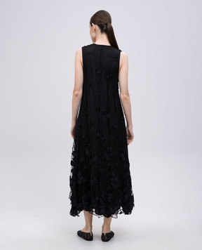Marc Le Bihan Black midi dress with floral applique 2127