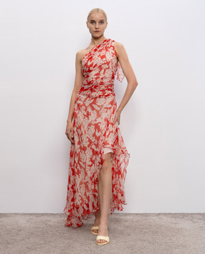 Victoria Beckham Red one-shoulder silk dress 1225WDR006487A