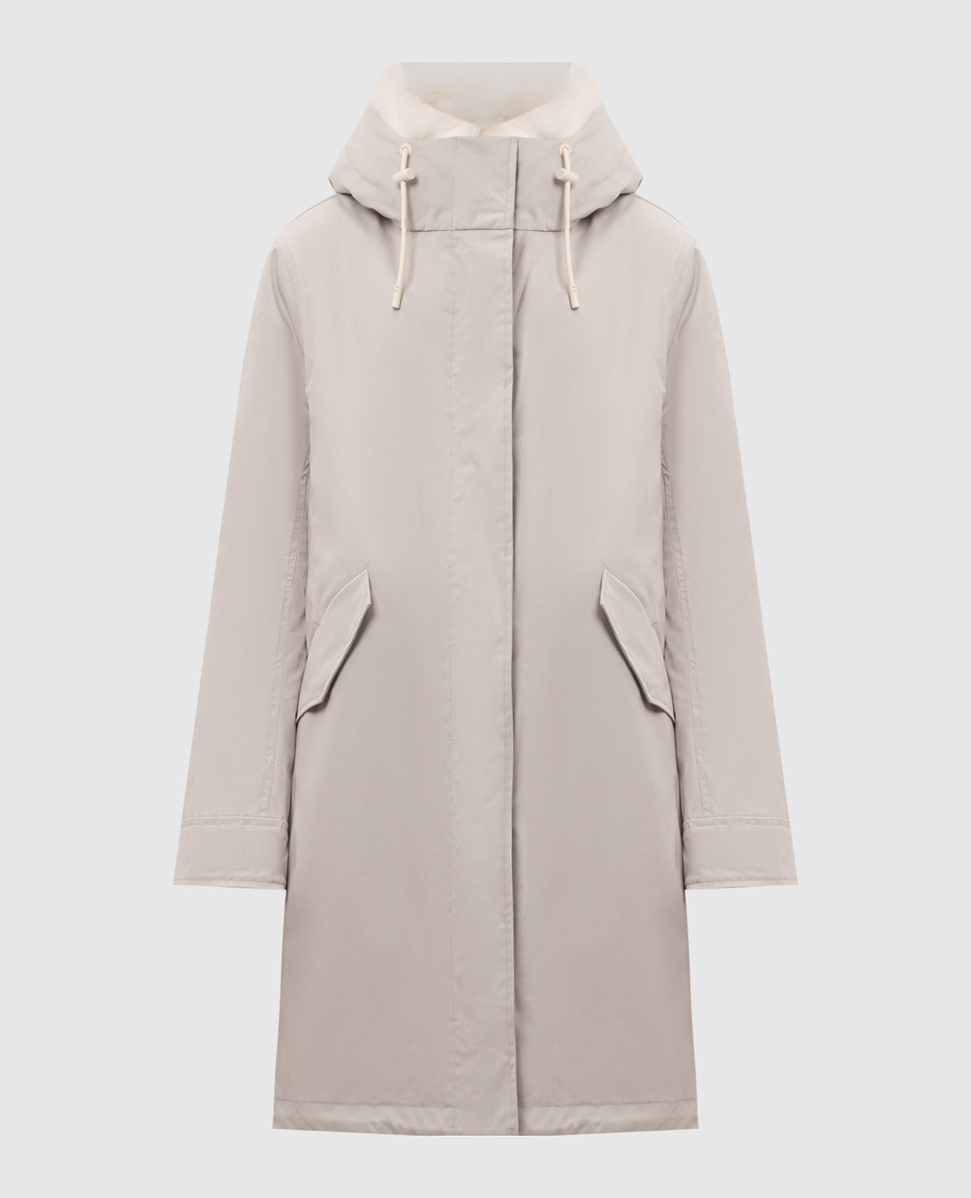 

Gray parka with removable down lining with fox fur Yves Salomon Army, Grey