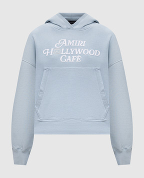 AMIRI Blue hoodie with textured logo AWJYHD1024