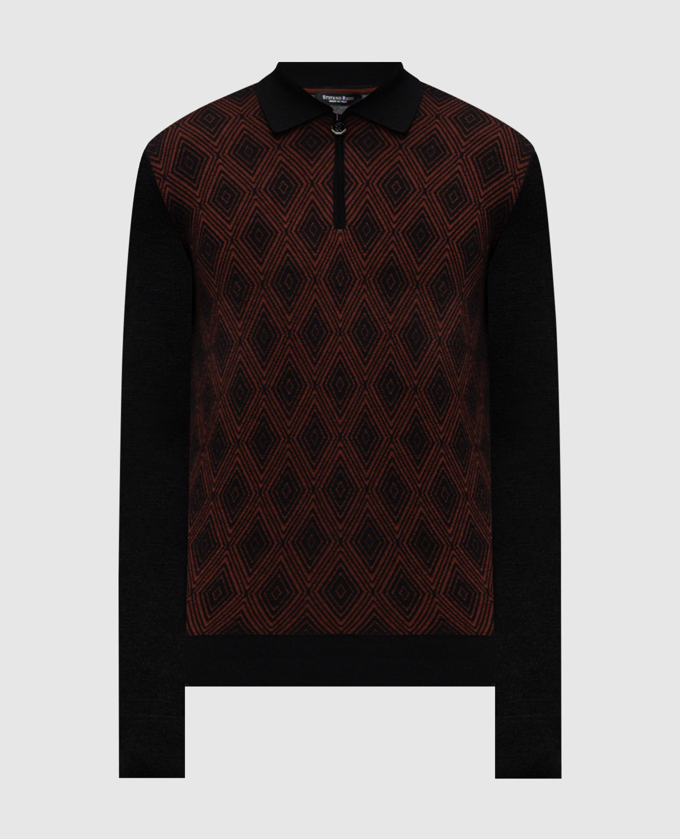 

Black cashmere and silk patterned polo shirt Stefano Ricci