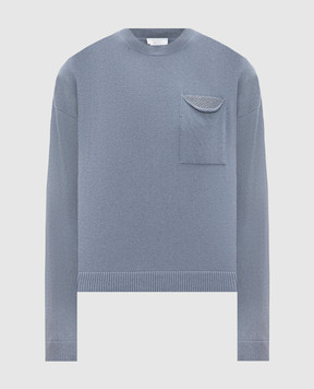 Peserico Gray wool, silk and cashmere jumper with monil chain S99528F12B9018