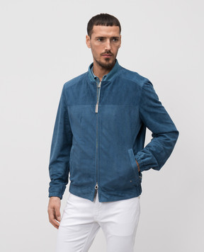 Stefano Ricci Blue suede jacket with perforations MDJ51000417200