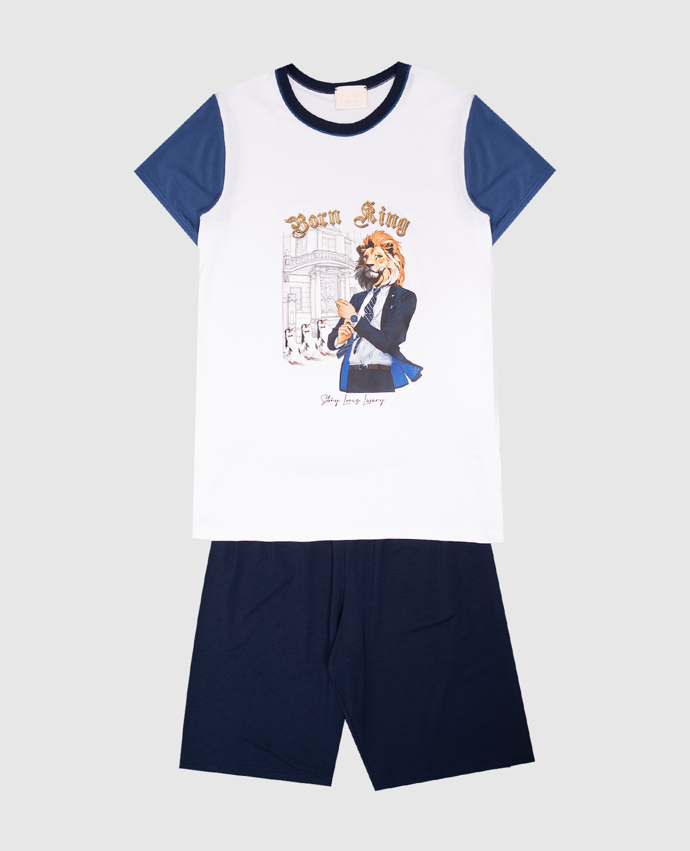 Children&#39;s blue pajamas with print Story Loris
