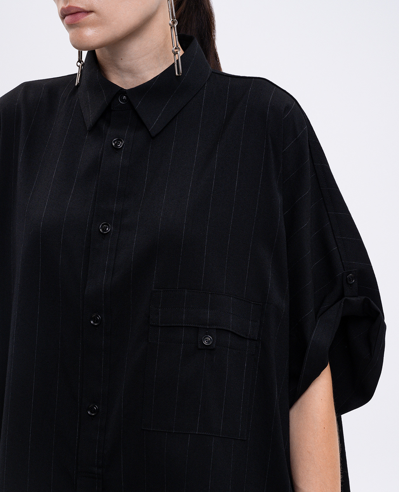 Black striped wool shirt Y`S Yamamoto 5