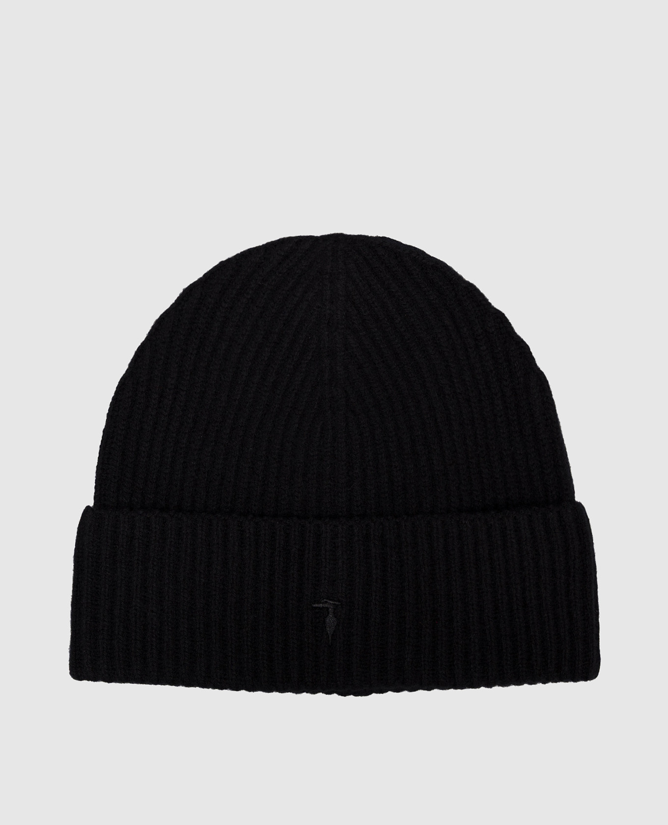 Black wool hat with emblem Trussardi